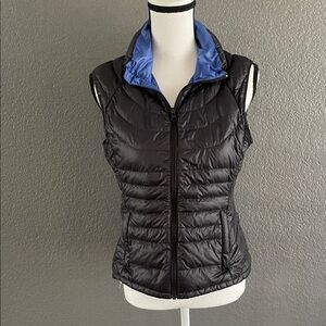 Add Down Black Quilted Vest with Blue Interior